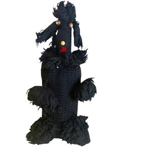 Mid Century Black‎ Crocheted POODLE BOTTLE COVER